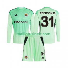 Maillot de Foot Fenerbahce Ederson Moraes 31 Extérieur Gardien 2025-26 Manches Longues - Enfant
